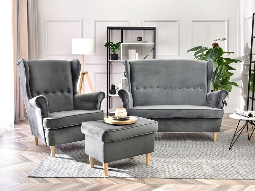 Pohovka dvojsedačka v tvare ušiak Muriera (sivá)