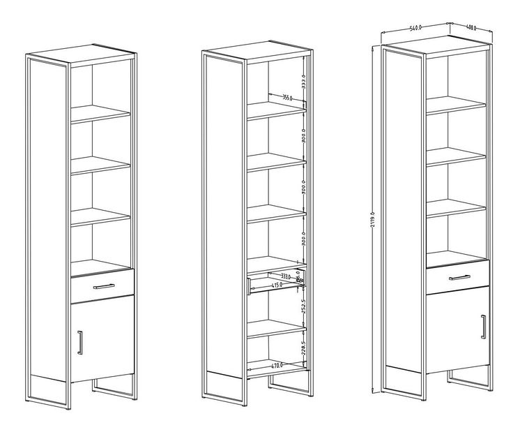 Regál Taren Typ 05 (smrek + čierna)