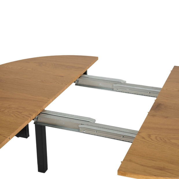 Masă extensibilă de sufragerie Klebanov (stejar + negru) (pentru 4-6 persoane) *resigilat