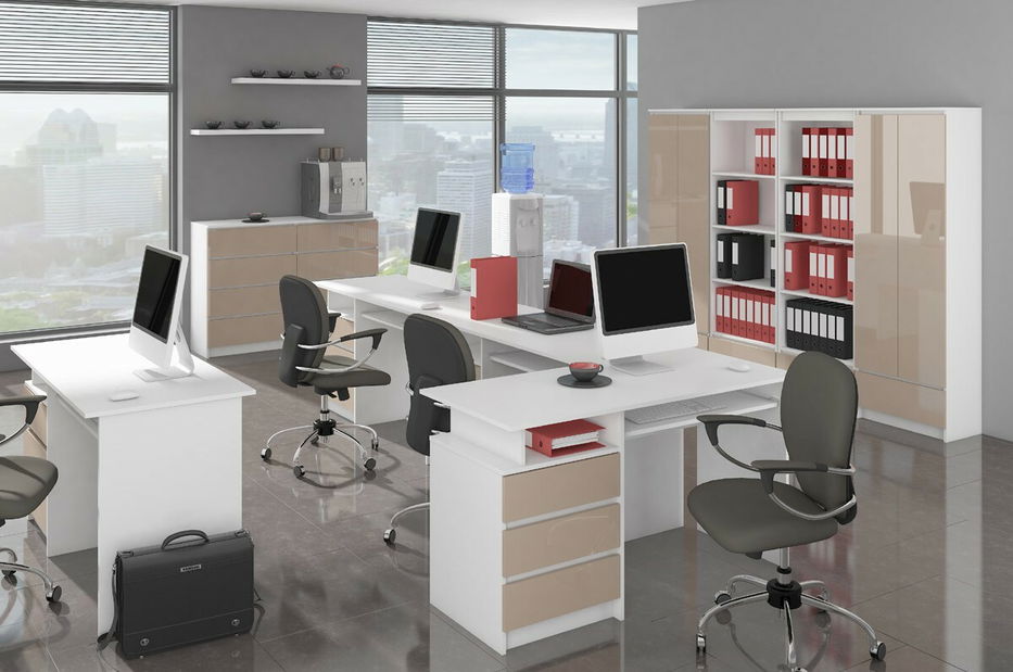 Regál Ravindra (biela + cappuccino lesk)