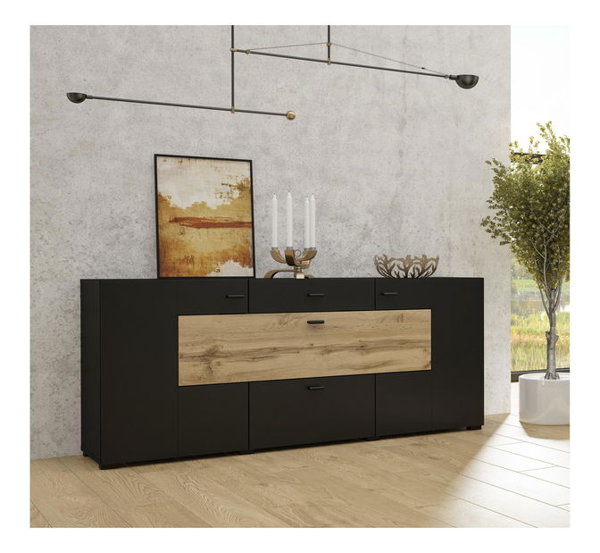 Komoda Cobie Typ 26 (crna + hrast wotan)