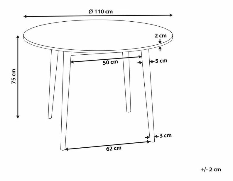 Masă de sufragerie rotundă Radim (lemn deschis)