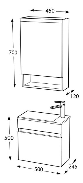 Set mobilier baie Piccadilly (gri)
