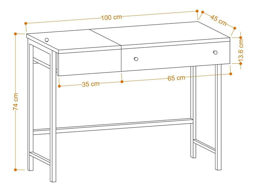PC stolík Aliex 7 (biela + čierna)