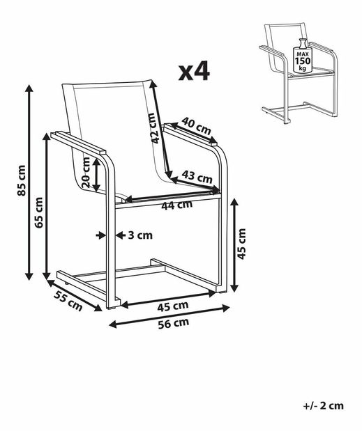 Set 4 buc scaune de grădină Cleopatra (bej)