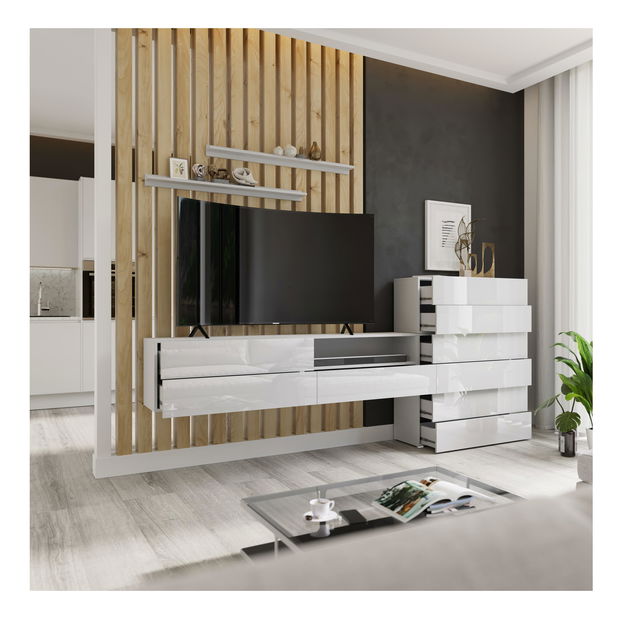 Mobilier living Berny 54 (alb + Alb lucios)