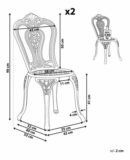 Set 2 ks. záhradných stoličiek BOMELLE (hnedá)