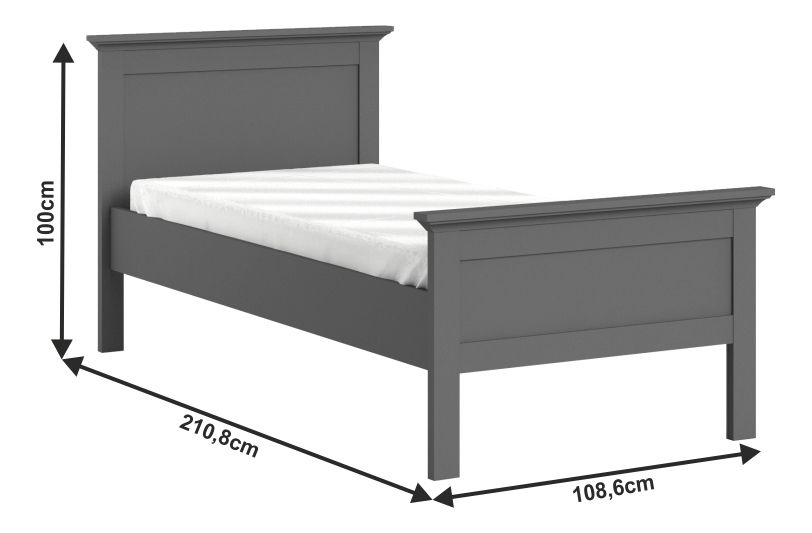 Pat de o persoană 90 cm Phung (gri)