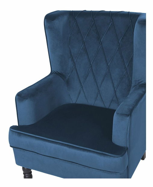 Kreslo ušiak SANES (tmavomodrá) (s taburetkou)