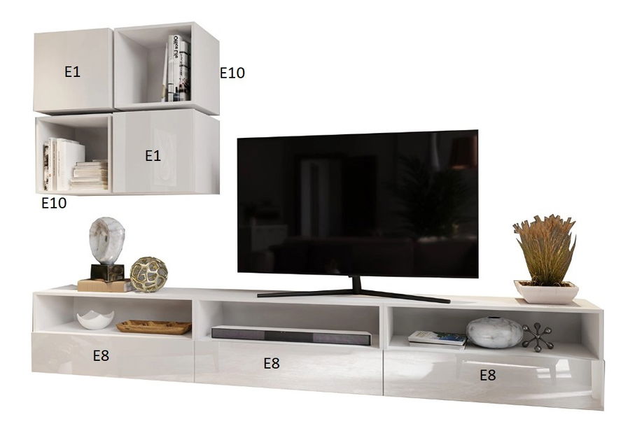 Set za dnevni boravak Berny 20 (bijela + bijeli sjaj)