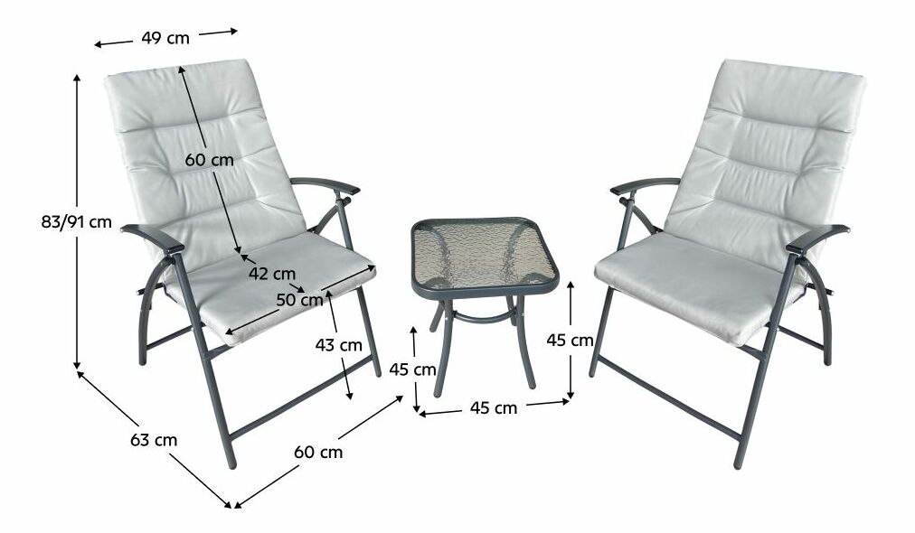 Set mobilier de grădină 1+2 MUSAN (gri + gri închis)