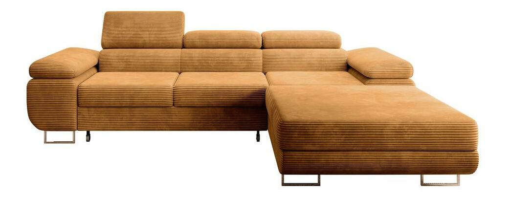 Rohová sedacia súprava Grande (P) (horčicová + chrómová)