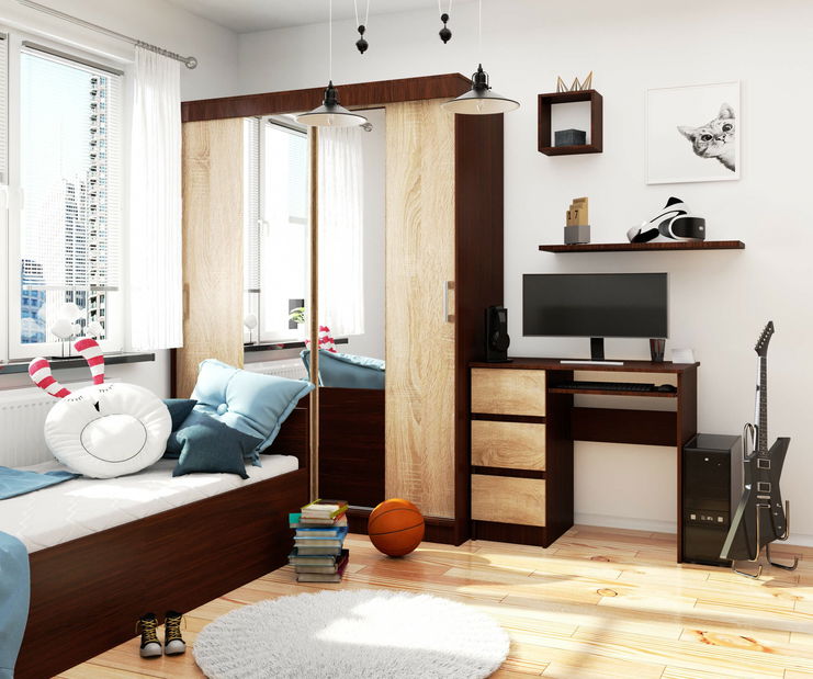 Masă PC Benicio (wenge + stejar sonoma) (S)