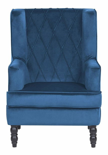 Kreslo ušiak SANES (tmavomodrá) (s taburetkou)