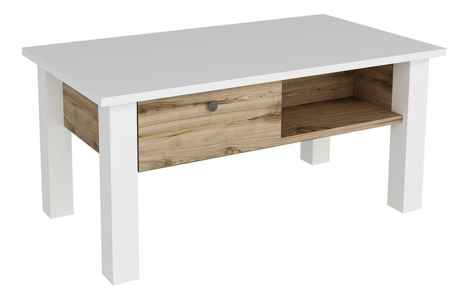 Konferenčný stolík Pepudo (biela + orech) 