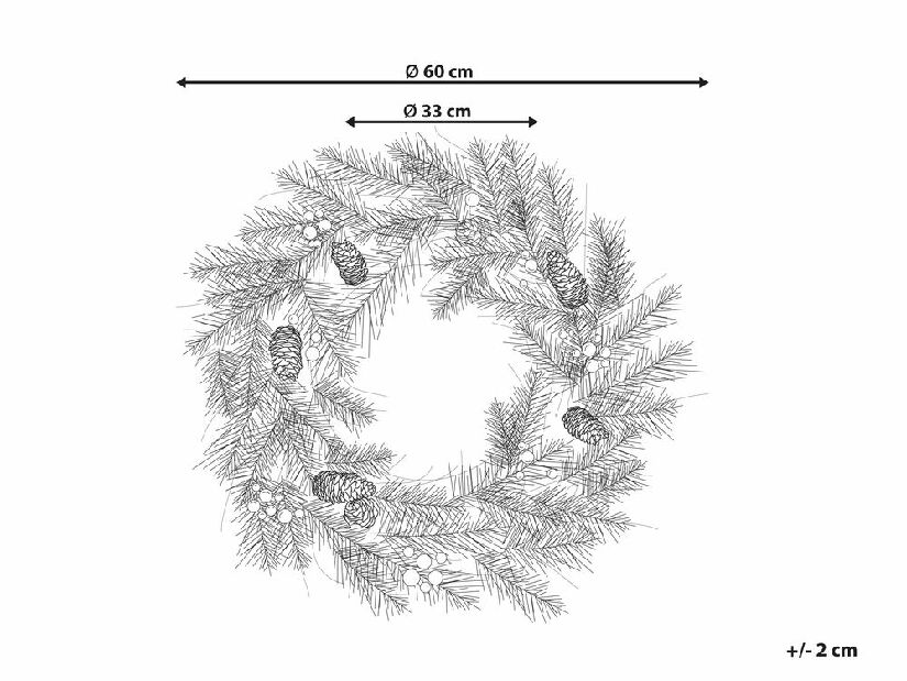 Ajtó koszorú ø 60 cm Emmaline (zöld) (világítással)