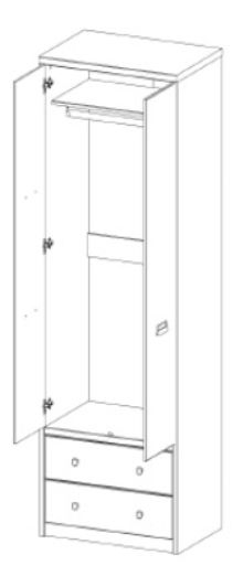 Šatníková skriňa Danica 2D2S (madura + dub wellington)