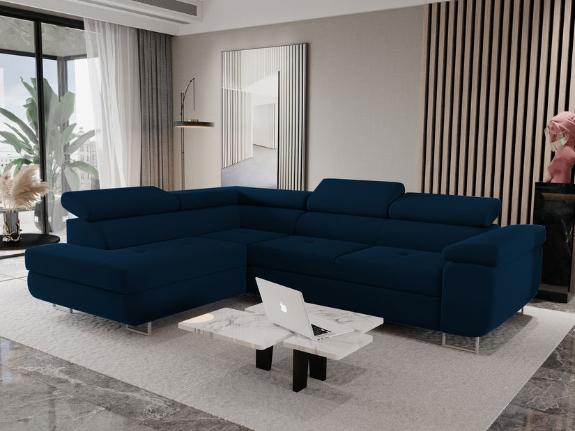 Rohová sedačka Moshe (tmavomodrá) (L)