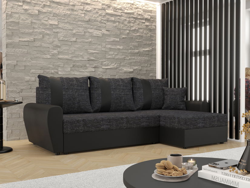 Kutna garnitura Daven L (tamnosiva + crna) (D)