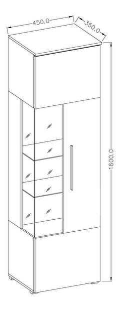 Vitrină Indiko Typ 06 (D) (alb + alb lucios) (cu iluminat)