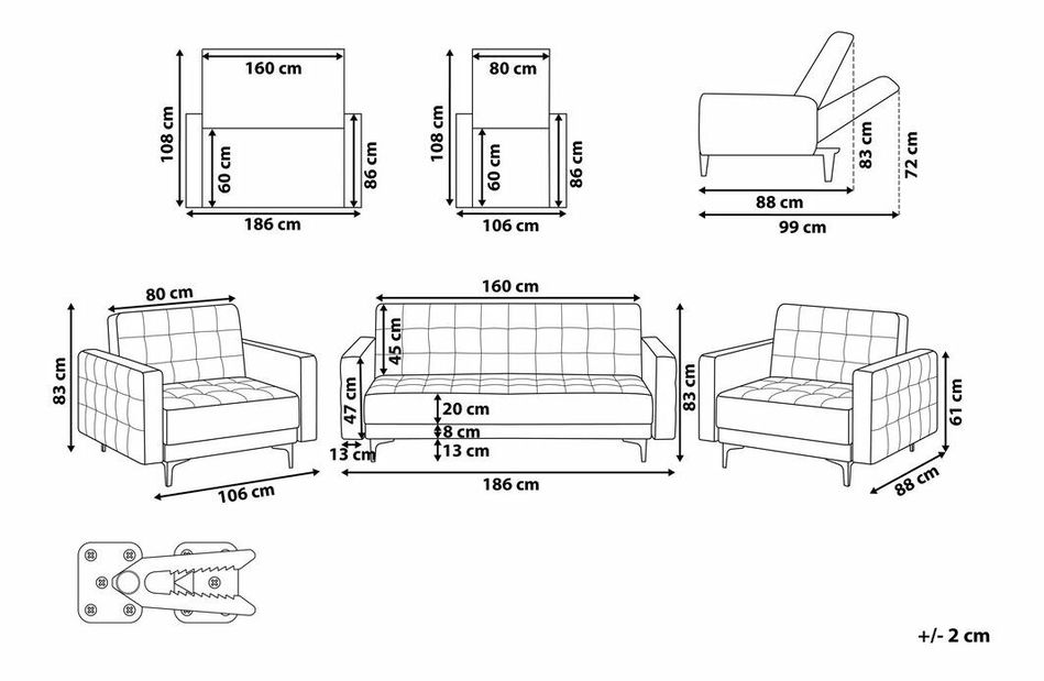 Ülőgarnitúra Aberlady (grafit)