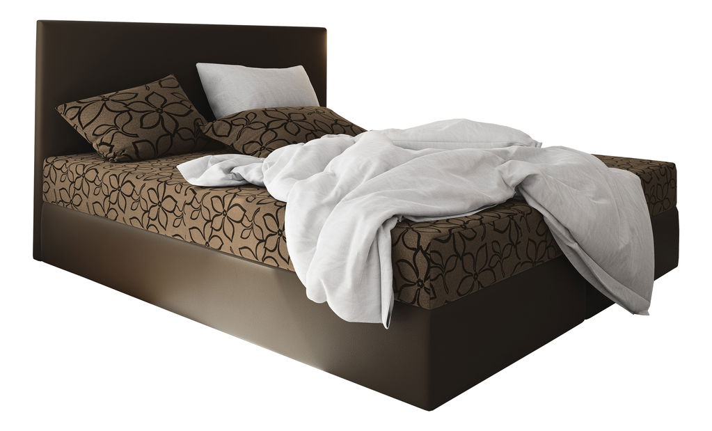 Franciaágy Boxspring 140 cm Lilac Comfort (minta + barna) (matraccal és tárolóhellyel)