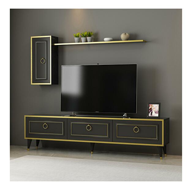 Mobilier living Vubitu (negru + auriu) 