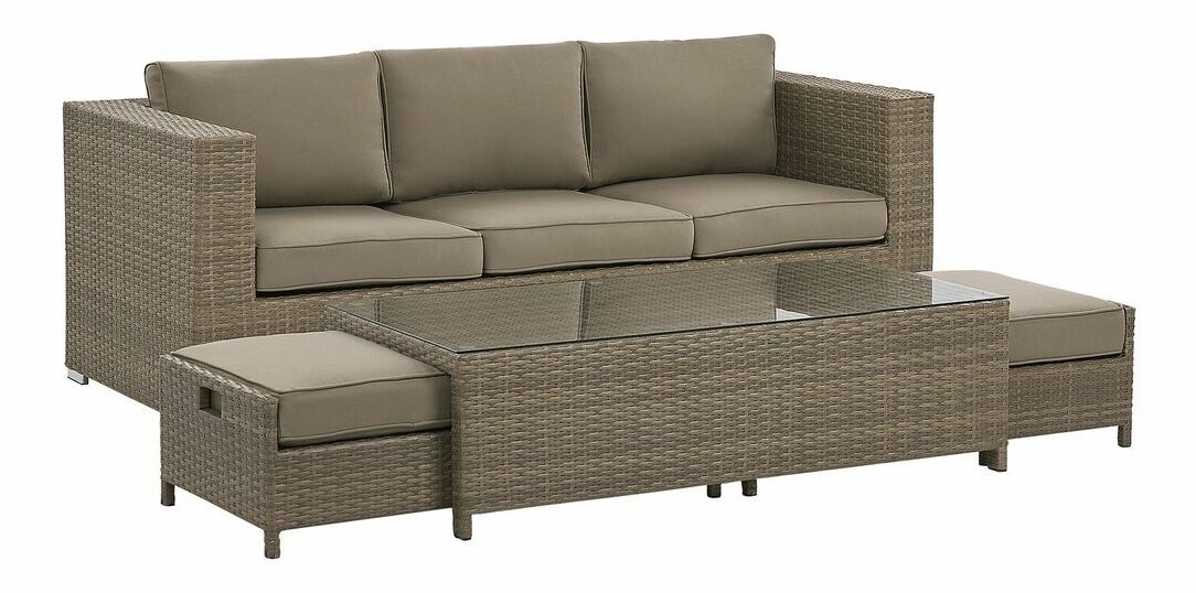 Záhradný set BELLEN (hnedá) (pre 3 osoby)