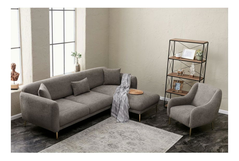 Kutna garnitura Simeon (D) (siva + zlatna)