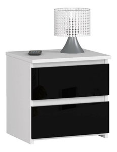Éjjeliszekrény Cleania CL2 (fehér + fekete fényes)