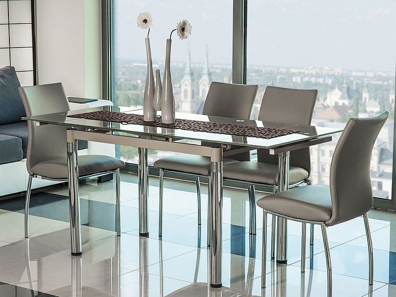 Széthúzható étkezőasztal 110-170 cm Gerardo (szürke + króm) (4 6 fő részére)