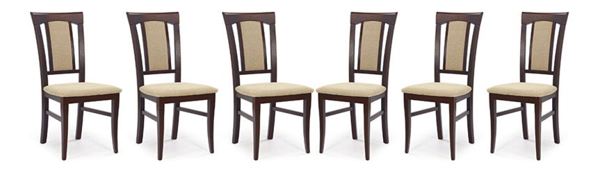 Scaun de sufragerie (6 buc.) Konrad Nuc închis + Bej *vânzare stoc