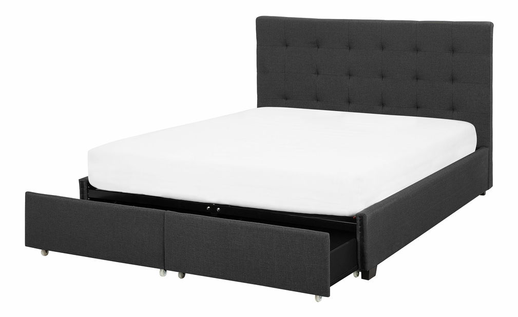 Bračni krevet 140 cm ROLLA (s podnicom i prostorom za odlaganje) (tamno siva)