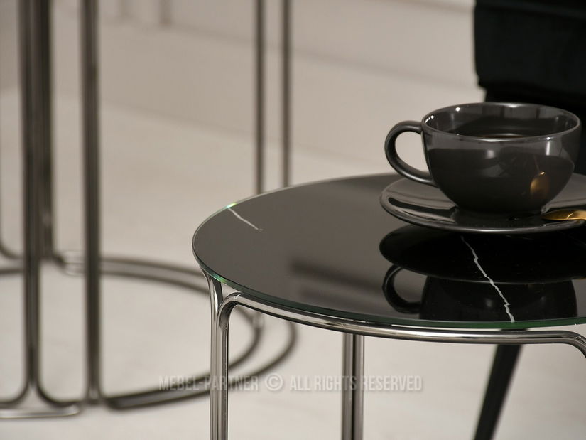 Dohányzóasztal Belianni Zest (fekete márvány + nikkel)