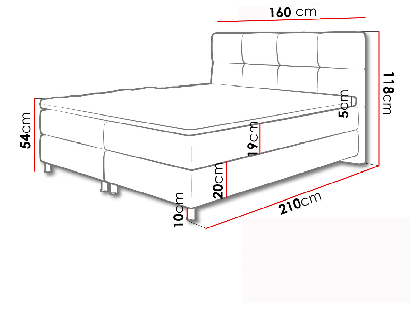 Kontinentálna posteľ 160 cm Andromeda (svetlosivá) *výpredaj