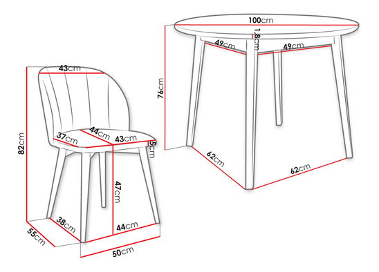 Okrúhly stôl FI 100 so 4 stoličkami ST100 04 Biano (Čierna + tmavozelená)