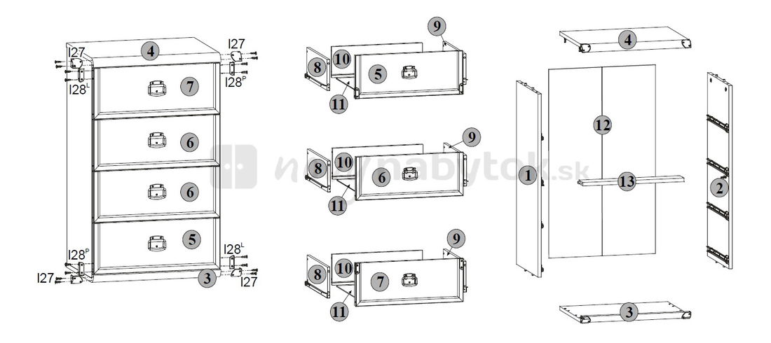 Comodă INDIANA JKOM 4S/50 (Stejar sutter)