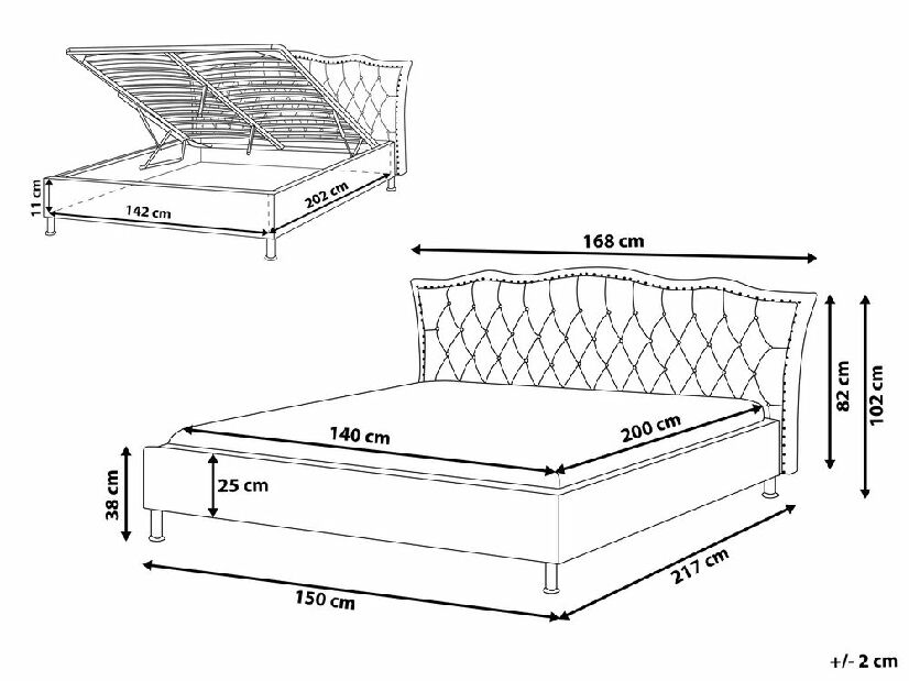 Manželská posteľ 140 cm MATH (s roštom) (tmavosivá zamatová)