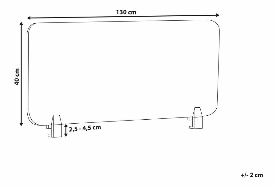 Pregrada za radni stol 130x40 cm Whitley (svijetlosiva)
