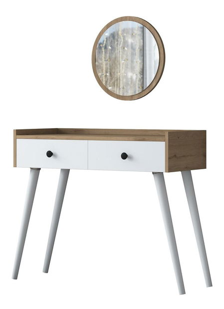 Toaletný stolík Nobisi 2 (biela + orech) 