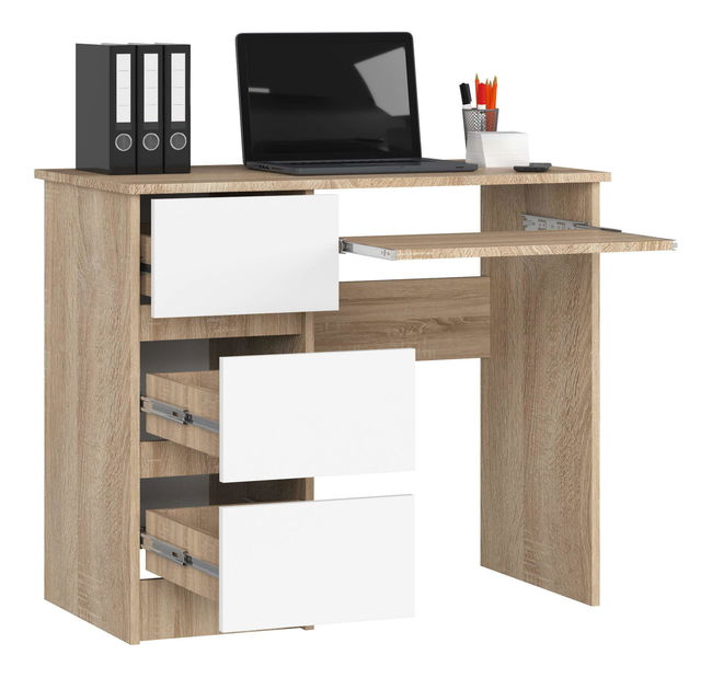 Masă PC Benicio (stejar sonoma + alb) (S)