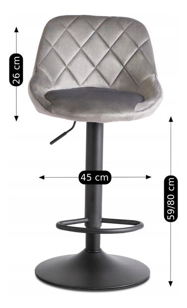 Scaun tip bar Edvina (gri) 