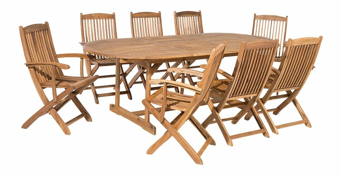 Záhradná jedálenská sada Mali (svetlé drevo)