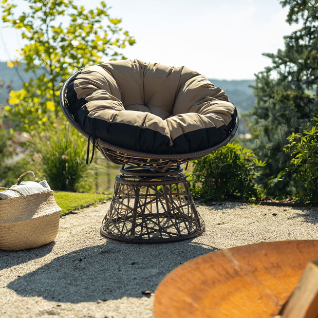 Forgó fotel párnával Frage BIG (barna + fekete + bézs)