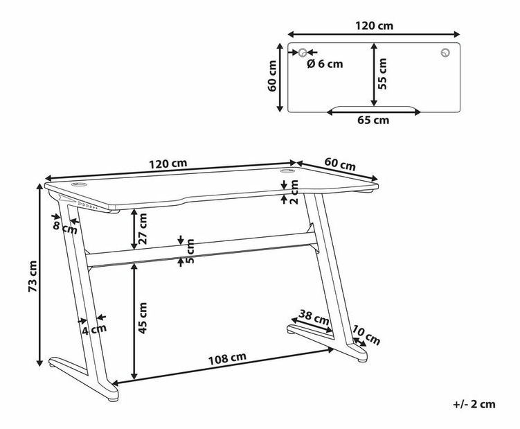 Masă PC DAFFO (negru)