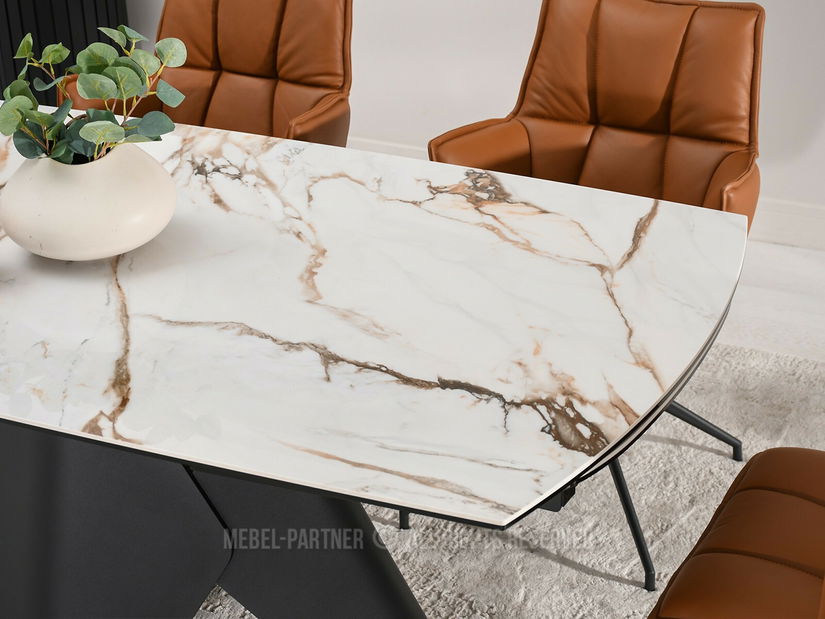 Masă sufragerie Noruega (marmură + negru)