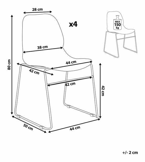 Set 4 ks jedálenských stoličiek Panza (béžová)