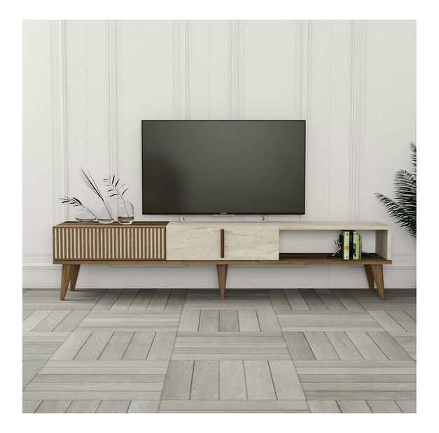 TV stolík/skrinka Millano 1 (orech + travertín)
