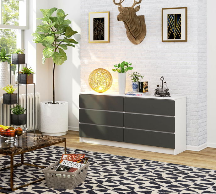 Komoda Koa III (biela + sivá)