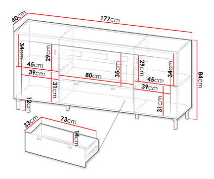 Komoda Nueve NV7 (crna + hrast whisky)